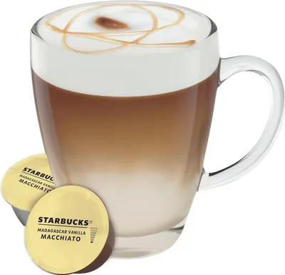 Produktbild von Nescafé Dolce Gusto Starbucks Vanilla Latte Macchiato, Milchkaffee, Kaffeekapsel, Röstkaffee, 6 Portionen