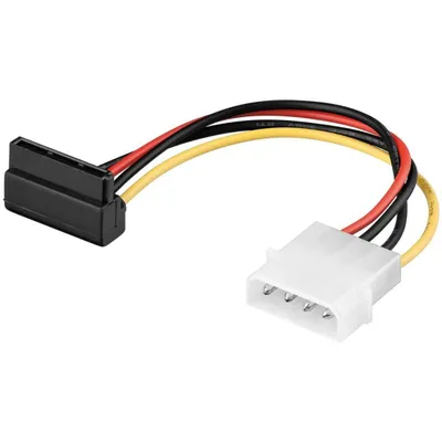 Image de Goobay 93030 Câble d'alimentation PC/Adaptateur d'alimentation, 5.25 mâle vers SATA 90°, 0.13 m - SATA standard mâle 90° > HDD/5,25 pouces mâle (4-Pin)