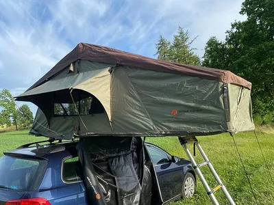 Produktbild von Offroad-Dachzelt 140x240 cm für 2-3 Personen, wetterfest, atmungsaktiv, 5 cm Matratze