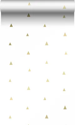 Produktbild von Origin Wallcoverings Tapete grafische Dreiecke Weiß und Gold 53 cm x 10.05 m