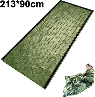 Produktbild von Notfall-Schlafsack, Thermo-Bivaksackdecke, wasserdicht, leicht, tragbarer Mylar-Nylonsack für Camping, Wandern und Outdoor-Abenteuer