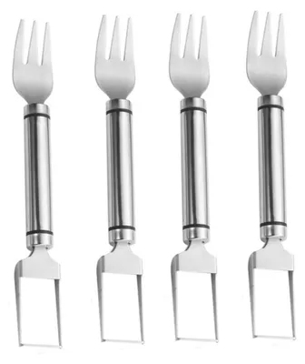 Produktbild von INF Edelstahl-Wassermelonen-Schneider – Doppel-Linien-Griff 4er-Pack, Silber, Schneide- und Servierwerkzeug