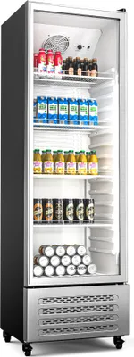 Produktbild von Klarstein GrandCooler 306L Getränkekühlschrank - Doppelverglaste Tür, Aluminium-Tür, LED-Beleuchtung, Mechanischer Thermostat, 0 °C bis 10 °C, 4 Räder,