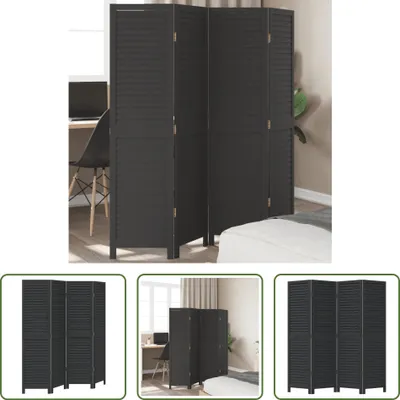 Immagine prodotto di The Living Store Divisorio 4 pezzi nero in legno massello di paulownia