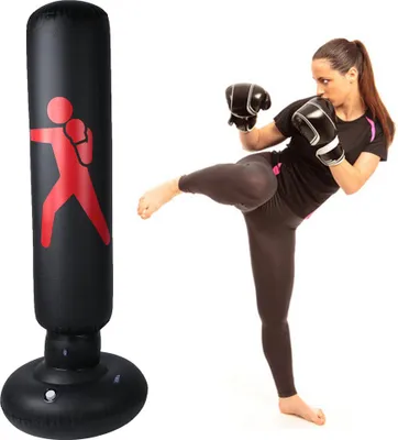 Produktbild von PVC 160 cm Fitness-Sandbag für Erwachsene und Kinder, aufblasbarer Säulen-Boxsack (schwarz)