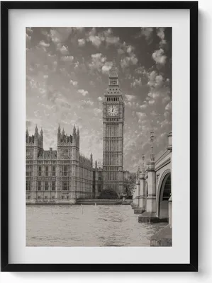 Produktbild von London England Big Ben– Wandbild mit Rahmen – Gerahmtes Bild  – Wanddekoration – 50x70 cm –  Schwarz Rahmen