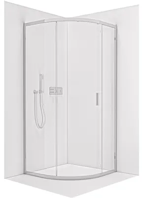 Productafbeelding van Douchecabine Solero L/P - 6 mm - kwartcirkel - R550 - chroom, transparant glas - 80x80x195 cm