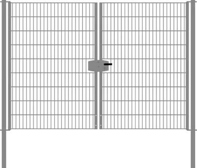 Produktbild von Drahtgittertor 2-flügelig, Durchgangslichte: 264 cm, Gesamtbreite inkl. Pfosten: 276 cm - Ausführung: verzinkt, Höhe: 183 cm