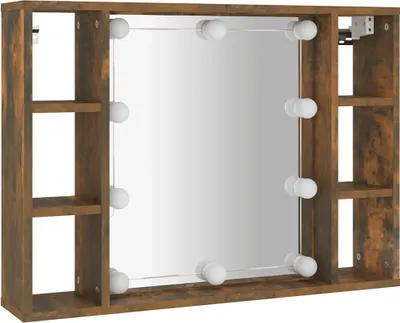 Obrázok produktu pre zrkadlová skrinka vidaXL s LED diódou Smoked Oak 76x15x55 cm