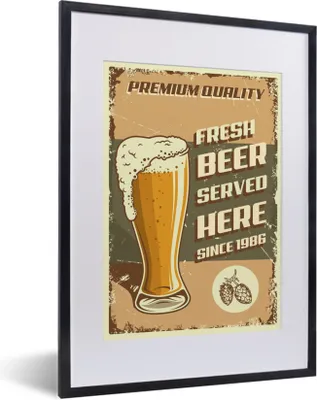 Produktbild von MuchoWow® MuchoWow® Gerahmtes Poster Mancave - Biergläser - Vintage - Zitate 30x40 cm - Poster mit zchwarzem Bilderrahmen - Wandposter Schlafzimmer