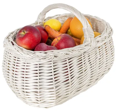 Productafbeelding van Creative Home Grote Rieten Mand met Handvat en Vlecht, Natuurlijk Wit