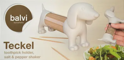 Immagine prodotto di Balvi - Portastuzzicadenti / Saliera e pepiera - Bassotto, bianco, dispenser