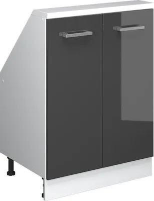 Obrázok produktu pre Kuchynská skriňa pre šikmé strechy Vicco R-Line Antracit vysoký lesk 60 cm s 2 dverami, Model 58274