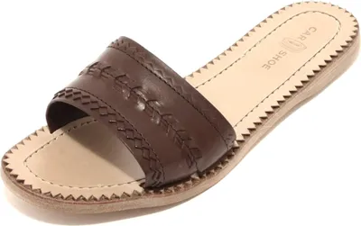 Productafbeelding van 92961 Ciabatta, leren slippers, natuurlijke kleur, dames, sandalen, schoenen