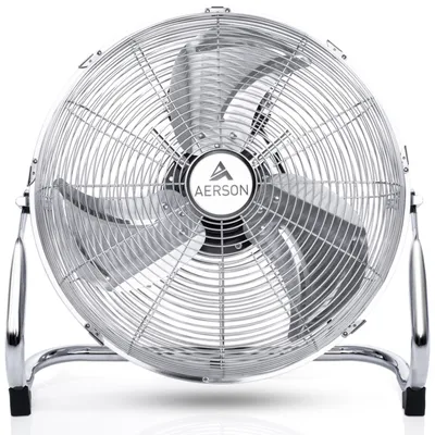 Image de Ventilateur de sol AERSON 40cm Chrome Machine à vent 75W Ventilateur de table Ventilateur sur pied