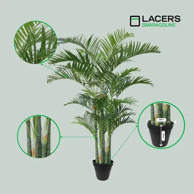 Produktbild von Lacers SMARAGDLINE künstliche Phoenix Palme mit 7 Stämme im Topf 250cm-Dekoration/realistische Optik, Fächerpalme für Wohnzimmer, Balkon und Büroräume