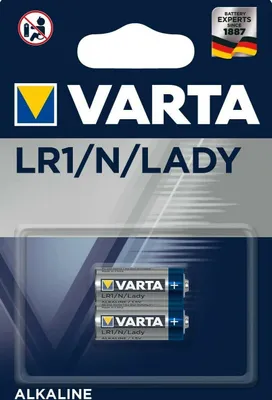 A retail package of Varta LR1/N/Lady alkaline batteries.