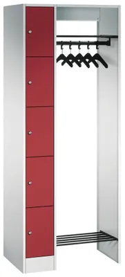 Produktbild von CP Garderobe mit Schließfächern lichtgrau, rubinrot 80700-00 S10007, 5 Schließfächer 74,0 x 48,0 x 195,0 cm