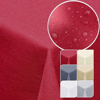Produktbild von Tischdecke Gartentischdecke Leinen-Optik eckig rund oval mit Fleck-Schutz wasserabweisend easy-clean Effekt: Bordeaux-Rot / eckig 90 x 90 cm Farbe: Bordeaux-Rot Größe: eckig 90 x 90 cm