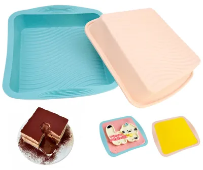 Immagine prodotto di Set di stampi in silicone, 2 pezzi, rettangolari, con rivestimento antiaderente, per pane e torte