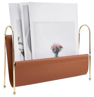 Produktbild von Zeitschriftenhalter aus Leder mit Metallgitter, perfekt für Organisation