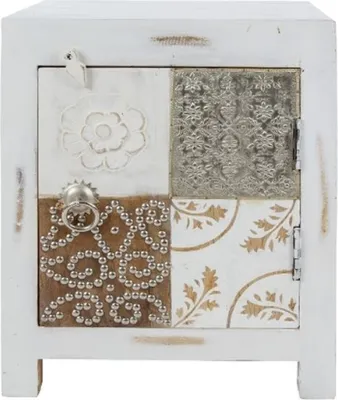 Obrázek produktu pro Casa Padrino komoda s dvířky ve venkovském stylu shabby chic antická bílá / vícebarevná 40 x 32 x v. 50 cm - Nábytek ve venkovském stylu