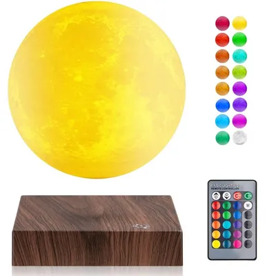 Produktbild von Magnetische schwebende Mondlampe - 16 Farben LED Nachtlampe für Wohnkultur