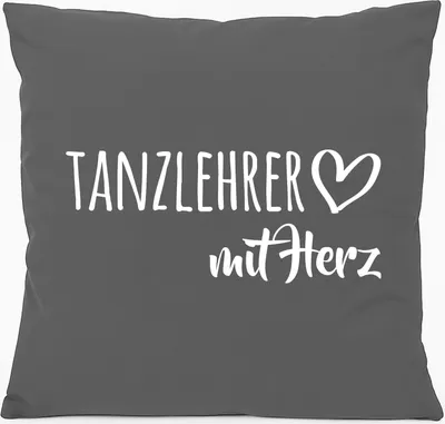 Produktbild von Huuraa Kissen Tanzlehrer mit Herz 40x40cm mit Füllung Steel Grey Baumwolle Dekokissen Geschenkidee