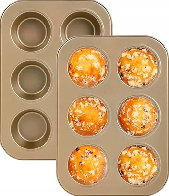 Produktbild von Backform für 6 Muffins, goldfarben, antihaftbeschichtet