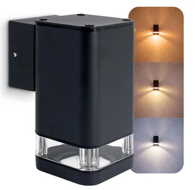 Produktbild von SSC-LUXon Außenleuchte ATUNI außen up oder down mit IP54 Wetterschutz - LED wandaufbauleuchte 1-Flammig schwarz inkl. 3W GU10 Lampe 230V
