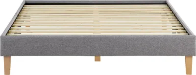 Produktbild von Homestyle4u Futonbett mit Matratze 140x200 Polsterbett Lattenrost Doppelbett Stoffbett Bettgestell Bett Grau