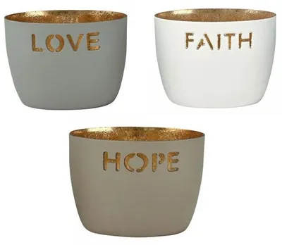 Produktbild von Gift Company Windlicht Madras Set Love Faith Hope (3er-Set)