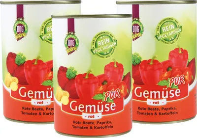Produktbild von 3 x 410 g Schecker Nassfutter - 100% Gemüse Pur - Rot - frei von Getreide, Fleisch und Zusatzstoffen