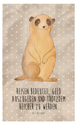 Produktbild von Mr. & Mrs. Panda Wandteppich Erdmännchen - Sandig - Geschenk, Wandbild, Afrika, Spruch, Roadtrip, Gobelin, Traveling, Tapestry, Hängedeko, Reisen, Tapisserie