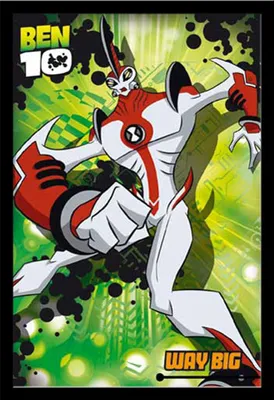 Image de Ben 10 - Poster - Way Big + cadre amovible, Shinsuke® Maxi MDF noir, vitre acrylique