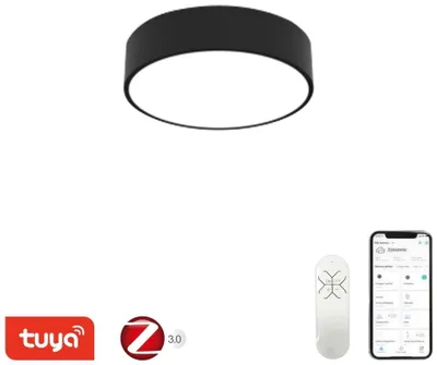 Image de Immax NEO RONDATE SLIM : plafonnier intelligent 25 x 7 cm, 18 W, noir, Zigbee 3.0
