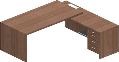 Produktbild von Quadrifoglio T45 Schreibtisch nussbaum L-Form Wangen-Gestell nussbaum 200,0 x 194,0 cm