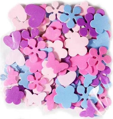 Image de Autocollants en mousse - cœurs, fleurs et papillons 100pcs