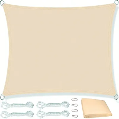 Produktbild von Kanwod Sonnensegel 4x4m wasserdicht, Seilspannmarkise für Balkon und Terrasse, UV-Schutz, inkl Befestigungsseile, beige