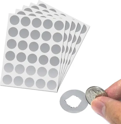 Zdjęcie produktu dla 150 sztuk, 25 mm - Naklejki "Kras", do zdrapania, okrągłe, srebrne