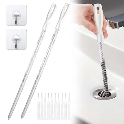 Abflussbürste 60 cm, 2 Stück, flexibel, für Küche und Bad