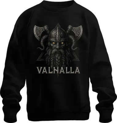 Produktbild von Valhalla Wikinger Krieger Odin Axt Nordisch Mythologie Berserker Uni Sweatshirt Pullover, Schwarz, XXL