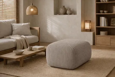 Productafbeelding van Kaiser Möbel: Hocker/zitkussen voor de woonkamer, bekleding: cordura stof "Poso", donkerbeige, BIS