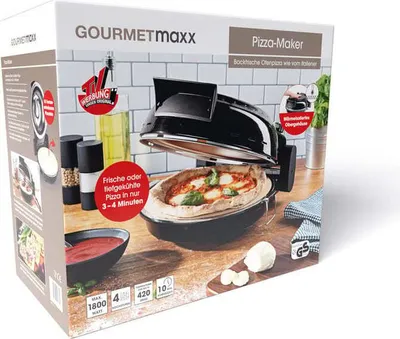 Image de GOURMETmaxx Four à pizza électrique | Jusqu'à 420°C | ⌀ 30 cm | Pierre à pizza incluse | Réglage de la température, minuterie | 1800 W