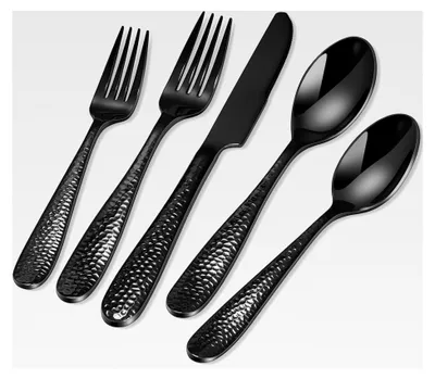 Produktbild von Besteckset für 12 Personen, 60-teilig, gehämmert, Edelstahl, spülmaschinenfest
