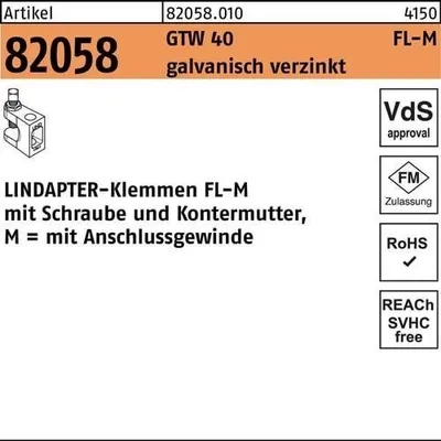 Produktbild von Klemme R 82058 GTW 40 FL 1 M 6 galvanisch verzinkt