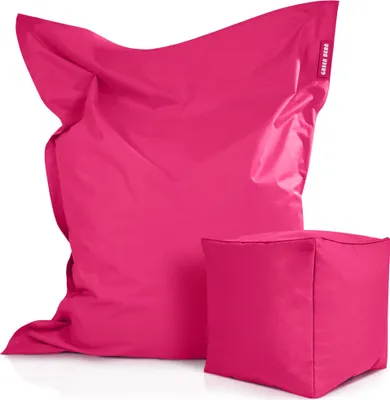 Produktbild von Green Bean® XXL Riesensitzsack 140x180cm + Hocker 40x40x40cm mit EPS-Perlen Füllung - 2er Set Sitzsack "Square+Cube" Pink