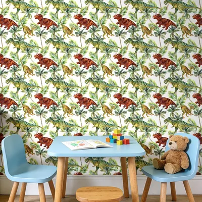 Zdjęcie produktu dla Samoprzylepna tapeta z motywem dinozaurów do pokoju dziecięcego, 44,5 x 900 cm