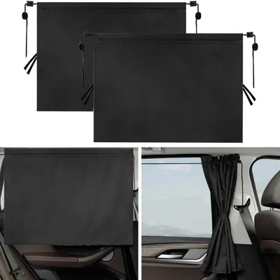 Produktbild von Elzusha – Sonnenschutz für Autos – 2 Stück, 140 x 82 cm – Sonnenschutz für Seitenscheiben – Sonnenschutz für Kinder – Autosonnenschutz – Inklusive 4 Haken – Autovorhang