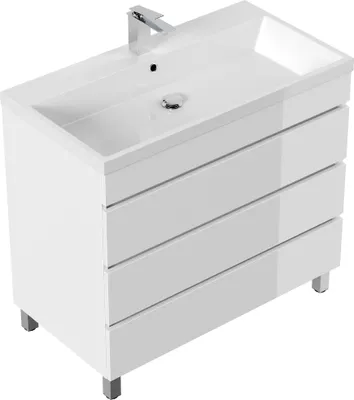 Produktbild von Stand-Badmöbel Waschplatz "Fellini 90" weiß Hochglanz